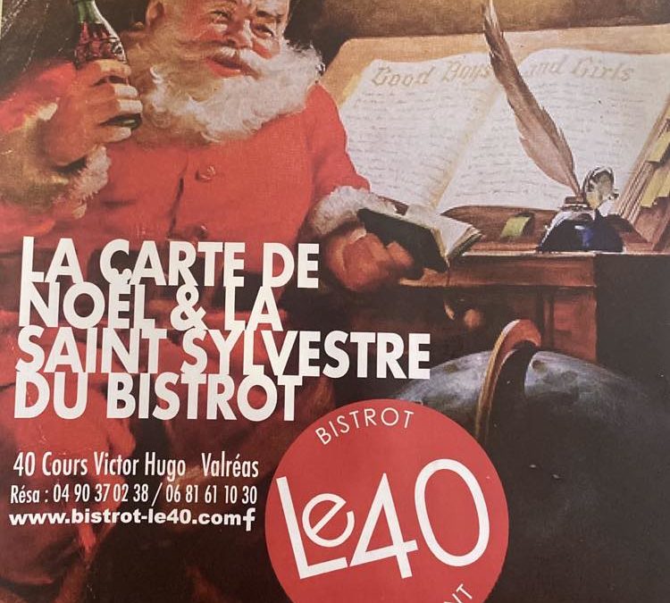 LA CARTE DE NOËL ET DE LA SAINT SYLVESTRE DU BISTROT