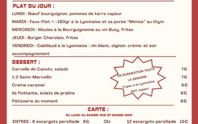 MENU DU 14 AU 19 OCTOBRE