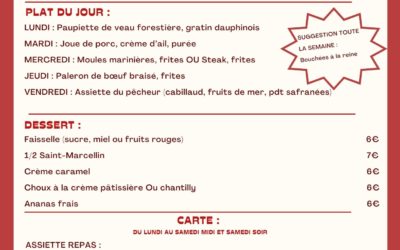 MENU DU 28 OCTOBRE AU 02 NOVEMBRE