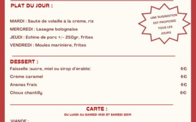 MENU DU 12 AU 16 NOVEMBRE