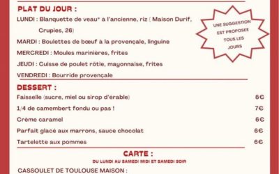 MENU DU 4 AU 9 NOVEMBRE 2024