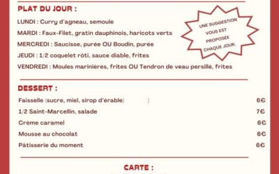 Menu du 25 au 30 Novembre