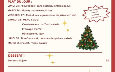 Menu du 23 au 31 Décembre