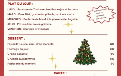 MENU DU 16 AU 21 DECEMBRE