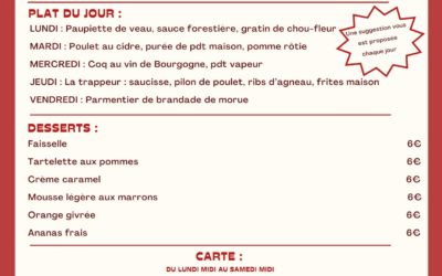 MENU DU 27 JANVIER AU 1ER FEVRIER