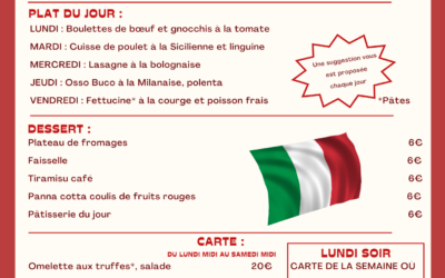 MENU DU 13 AU 18 JANVIER