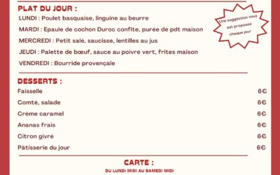 MENU DU 3 AU 8 FEVRIER 2025