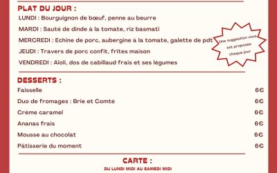 MENU 17 au 22 FEVRIER