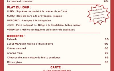 MENU DU 03 AU 08 MARS 2025