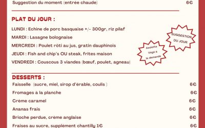 MENU DU 24 AU 29 MARS