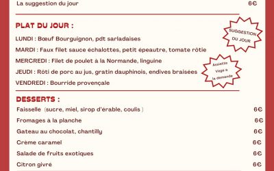 MENU DU 7 AU 10 AVRIL
