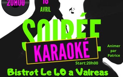 KARAOKE VENDREDI 18 AVRIL A PARTIR 20H