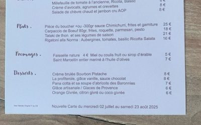 NOUVELLE CARTE D’ETE !