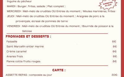 MENU DU 07 AU 12 JUILLET