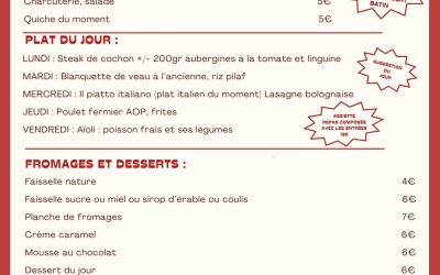 MENU DU 15 AU 19 SEPTEMBRE