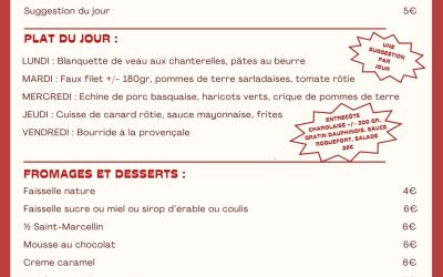 MENU DU 03 AU 08 NOVEMBRE