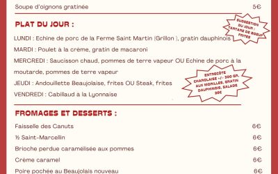 MENU DU 10 AU 15 NOVEMBRE