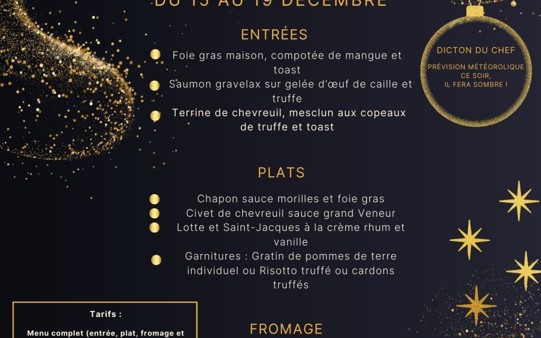MENU DU 15 AU 19 DECEMBRE