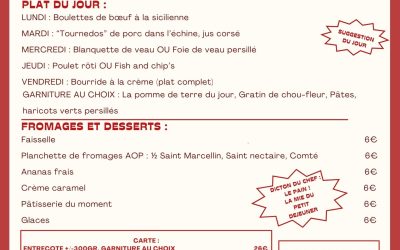 MENU DU 1ER AU 6 DECEMBRE
