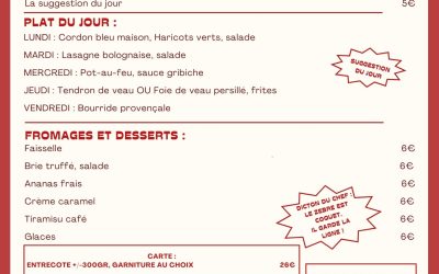 MENU DU 8 AU 12 DECEMBRE