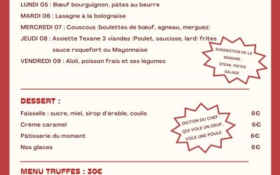 MENU DU 05 AU 09 JANVIER