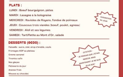 Menu du 23 au 28 janvier 2026