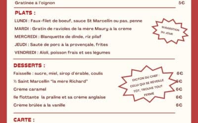 MENU DU 02 AU 07 FEVRIER