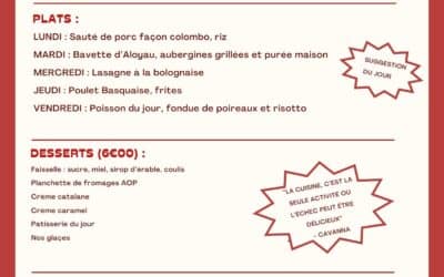 Menu du 02 mars au 7 mars