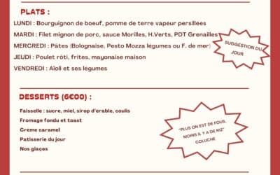 Menu du 16 au 20 mars 2026